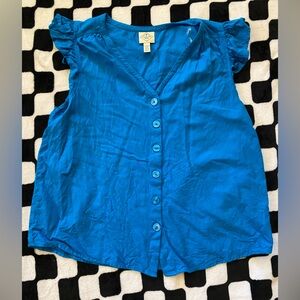 Blue Button-Up Blouse